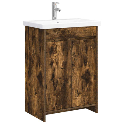vidaXL Bathroom Furniture Set Smoked Oak 81 x 40 x 84.5 cm 2