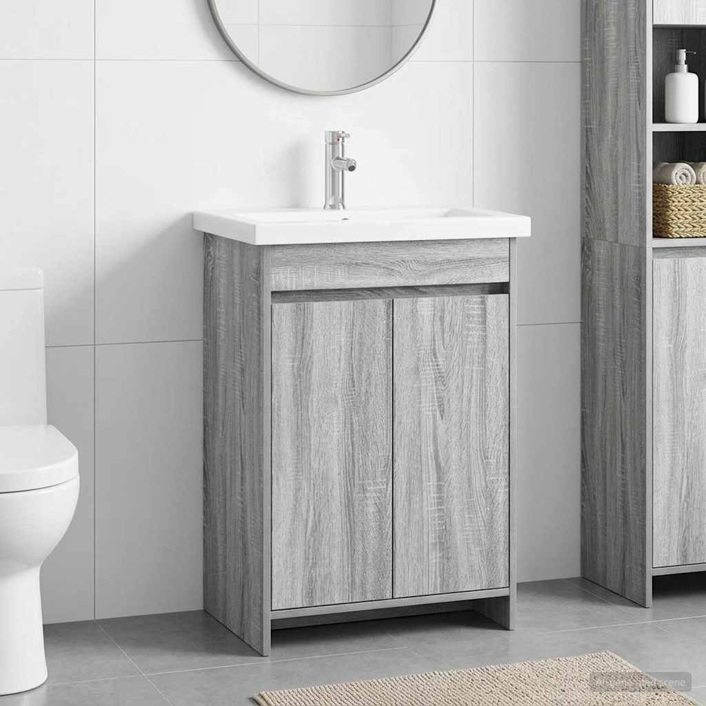 vidaXL Bathroom Furniture Set Grey Sonoma 81 x 40 x 84.5 cm 1