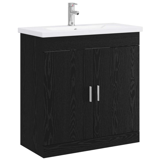 vidaXL Bathroom Furniture Set Black Oak 81 x 40 x 84.5 cm 2