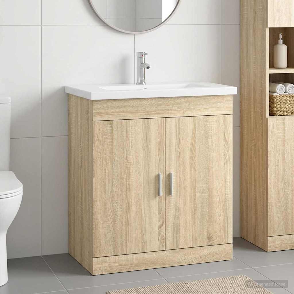 vidaXL Bathroom Furniture Set Sonoma Oak 81 x 40 x 84.5 cm 1