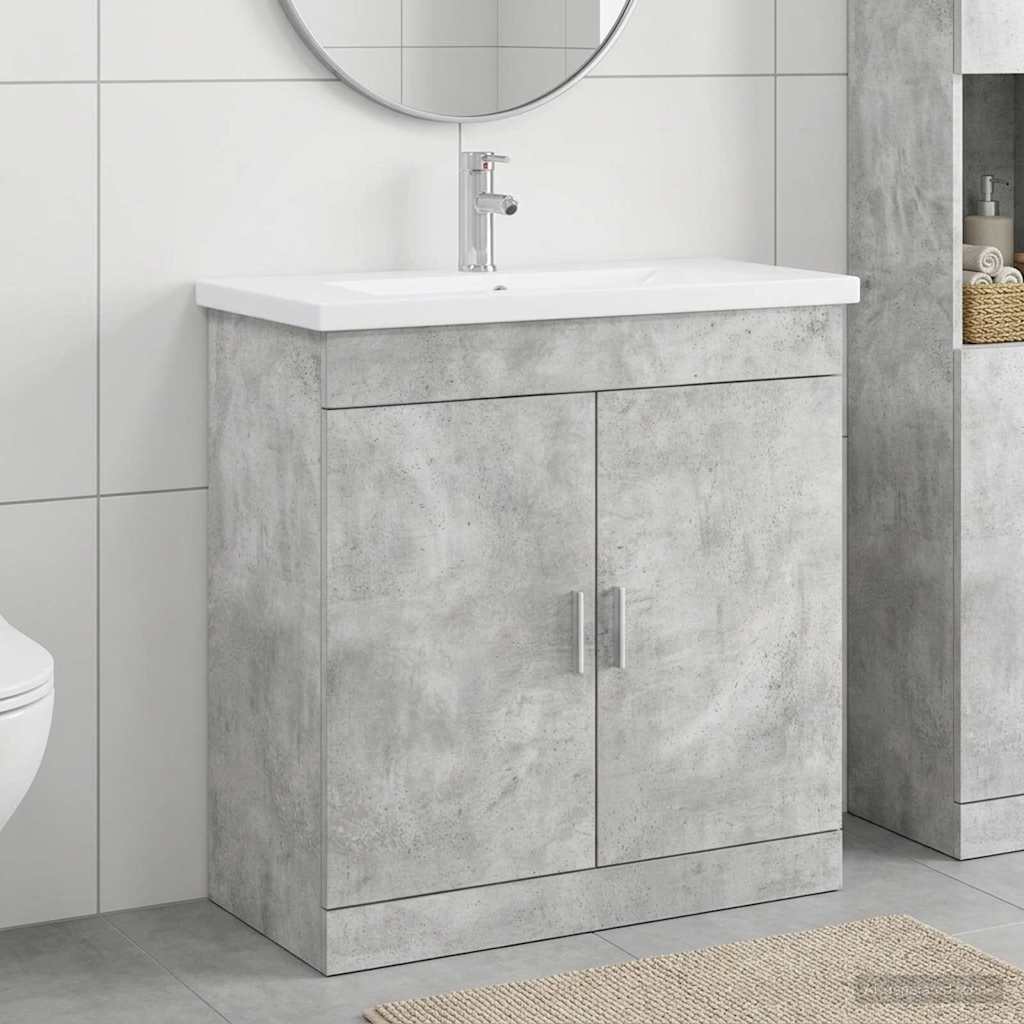 vidaXL Bathroom Furniture Set Concrete Grey 81 x 40 x 84.5 cm 1