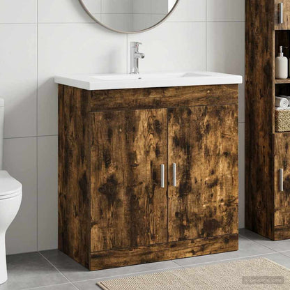 vidaXL Bathroom Furniture Set Smoked Oak 81 x 40 x 84.5 cm 1