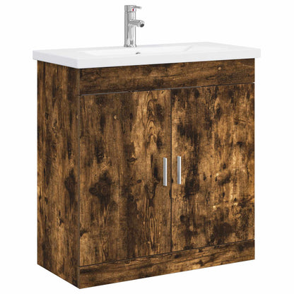 vidaXL Bathroom Furniture Set Smoked Oak 81 x 40 x 84.5 cm 2