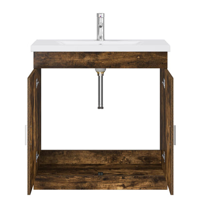 vidaXL Bathroom Furniture Set Smoked Oak 81 x 40 x 84.5 cm 3