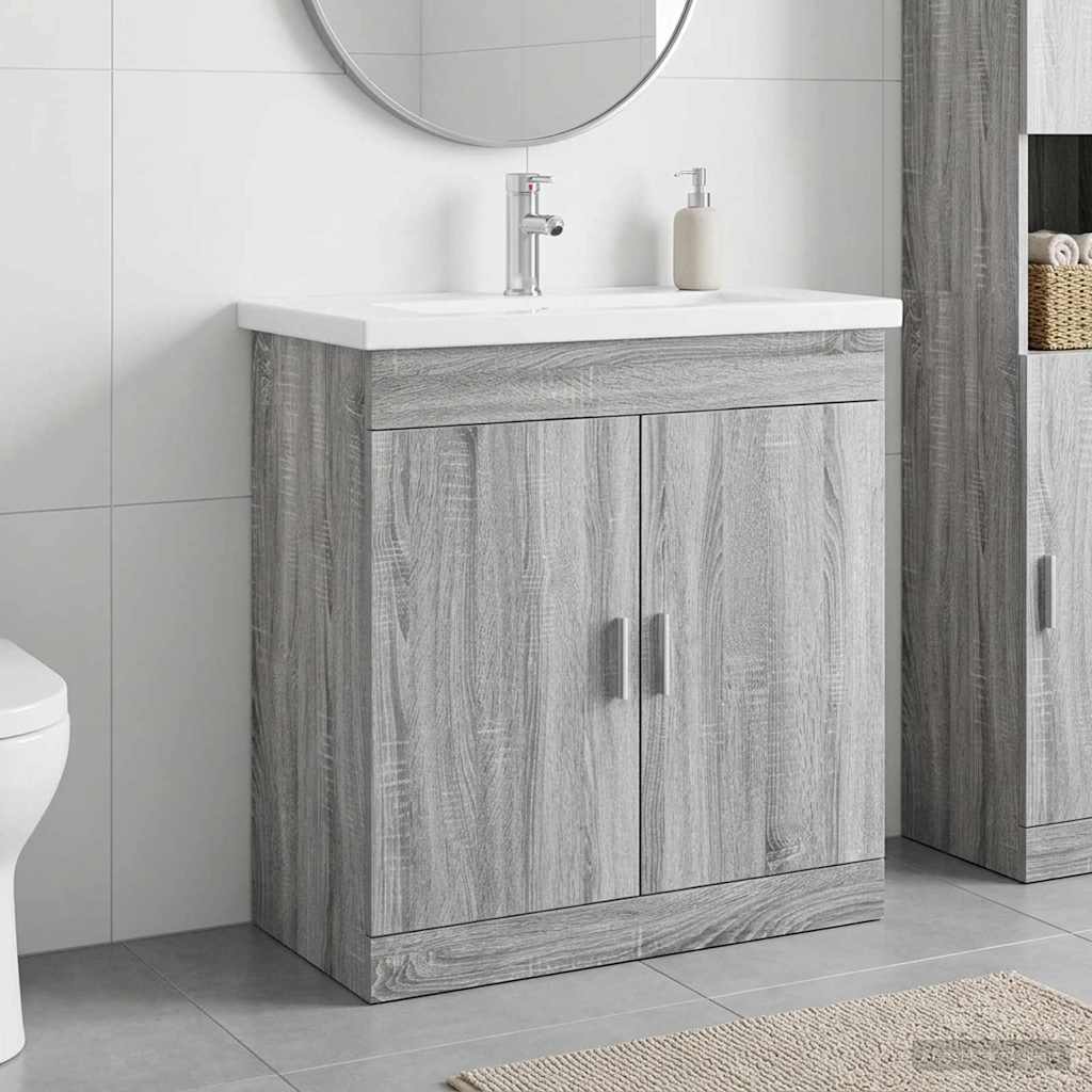 vidaXL Bathroom Furniture Set Grey Sonoma 81 x 40 x 84.5 cm 1