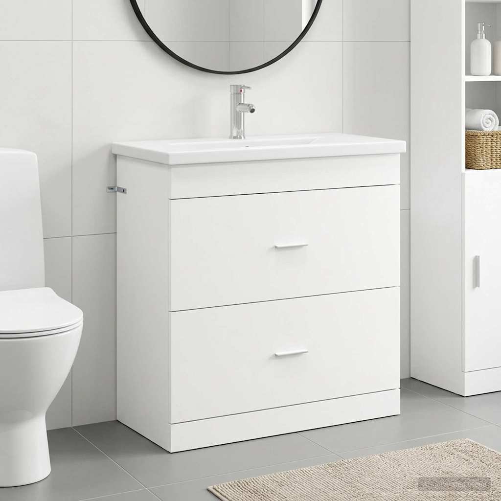 vidaXL Bathroom Furniture Set White 81 x 40 x 84.5 cm Engineered Wood 1