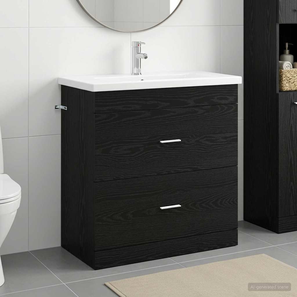 vidaXL Bathroom Furniture Set Black Oak 81 x 40 x 84.5 cm 1