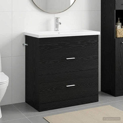 vidaXL Bathroom Furniture Set Black Oak 81 x 40 x 84.5 cm 1
