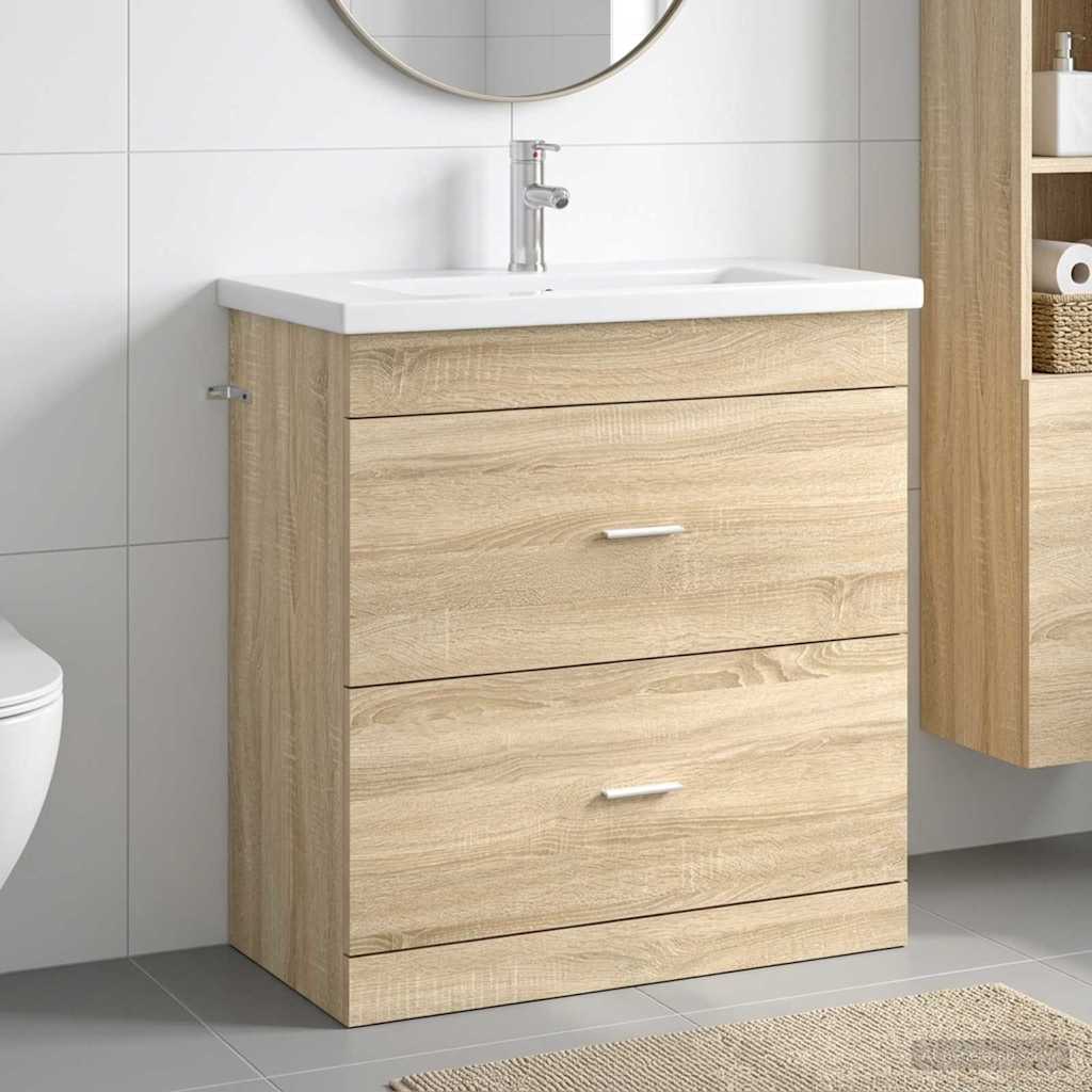 vidaXL Bathroom Furniture Set Sonoma Oak 81 x 40 x 84.5 cm 1