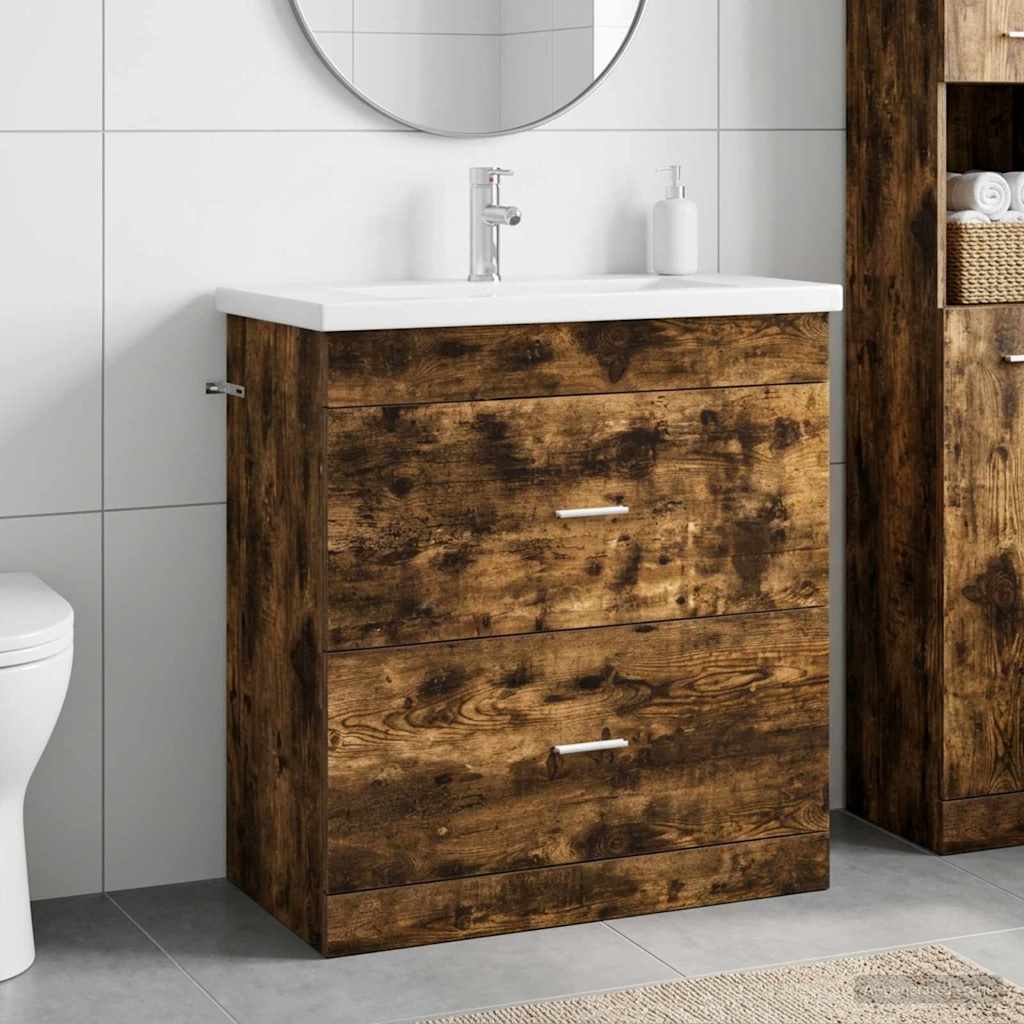 vidaXL Bathroom Furniture Set Smoked Oak 81 x 40 x 84.5 cm 1