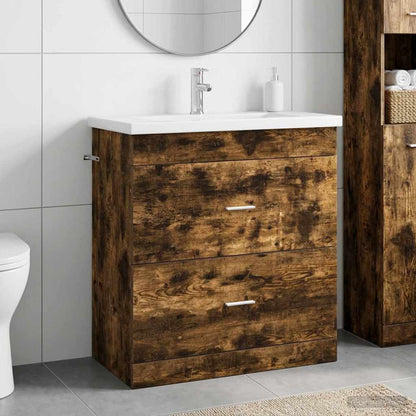vidaXL Bathroom Furniture Set Smoked Oak 81 x 40 x 84.5 cm 1