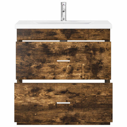 vidaXL Bathroom Furniture Set Smoked Oak 81 x 40 x 84.5 cm 3