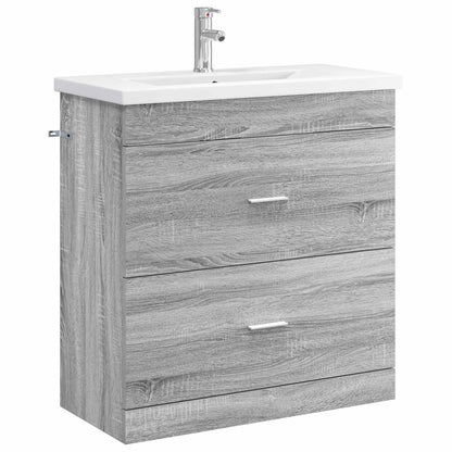 vidaXL Bathroom Furniture Set Grey Sonoma 81 x 40 x 84.5 cm 2