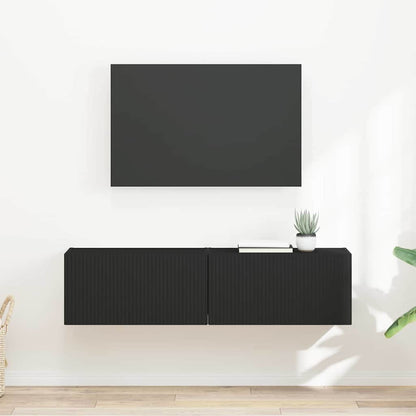 TV Wall Cabinet Engineered Wood 2 pcs 60 x 31 x 29.5 cm Black