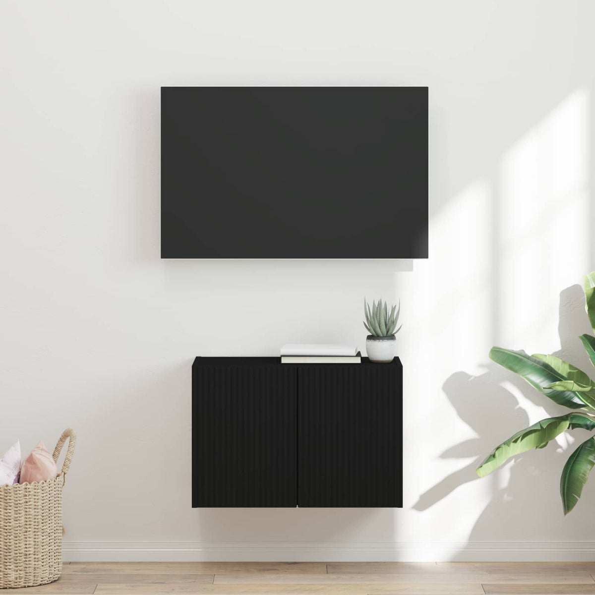 TV Wall Cabinet Engineered Wood 59.5 x 31 x 40 cm Black