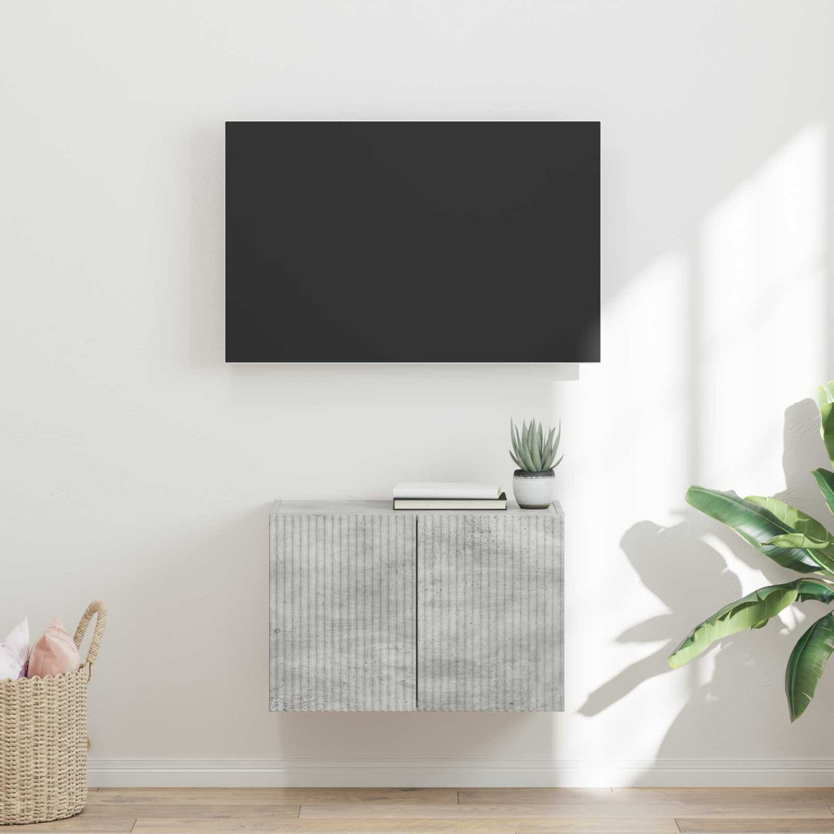TV Wall Cabinet Engineered Wood 59.5 x 31 x 40 cm Concrete grey