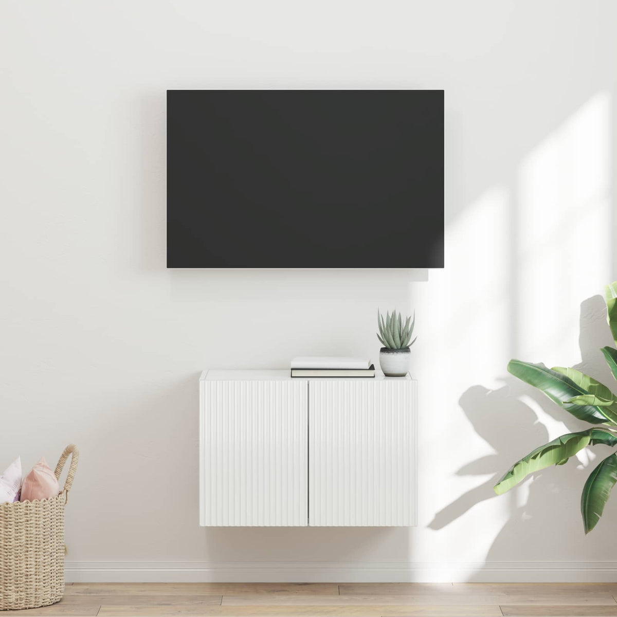 TV Wall Cabinet Engineered Wood 59.5 x 31 x 40 cm High gloss white