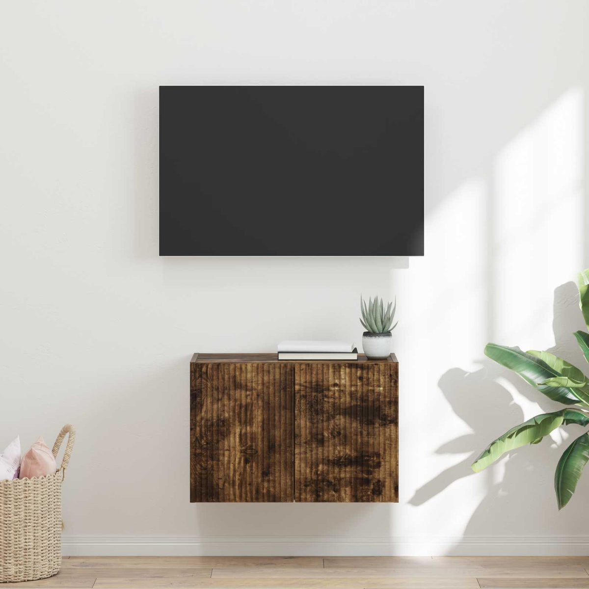 TV Wall Cabinet Engineered Wood 59.5 x 31 x 40 cm Smoked oak