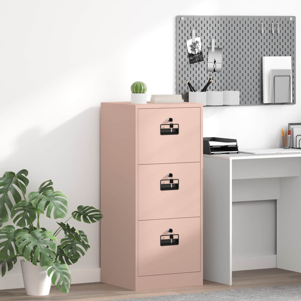 File Cabinet Cold-Rolled Steel Width 45.5 cm Pink 106.5 cm