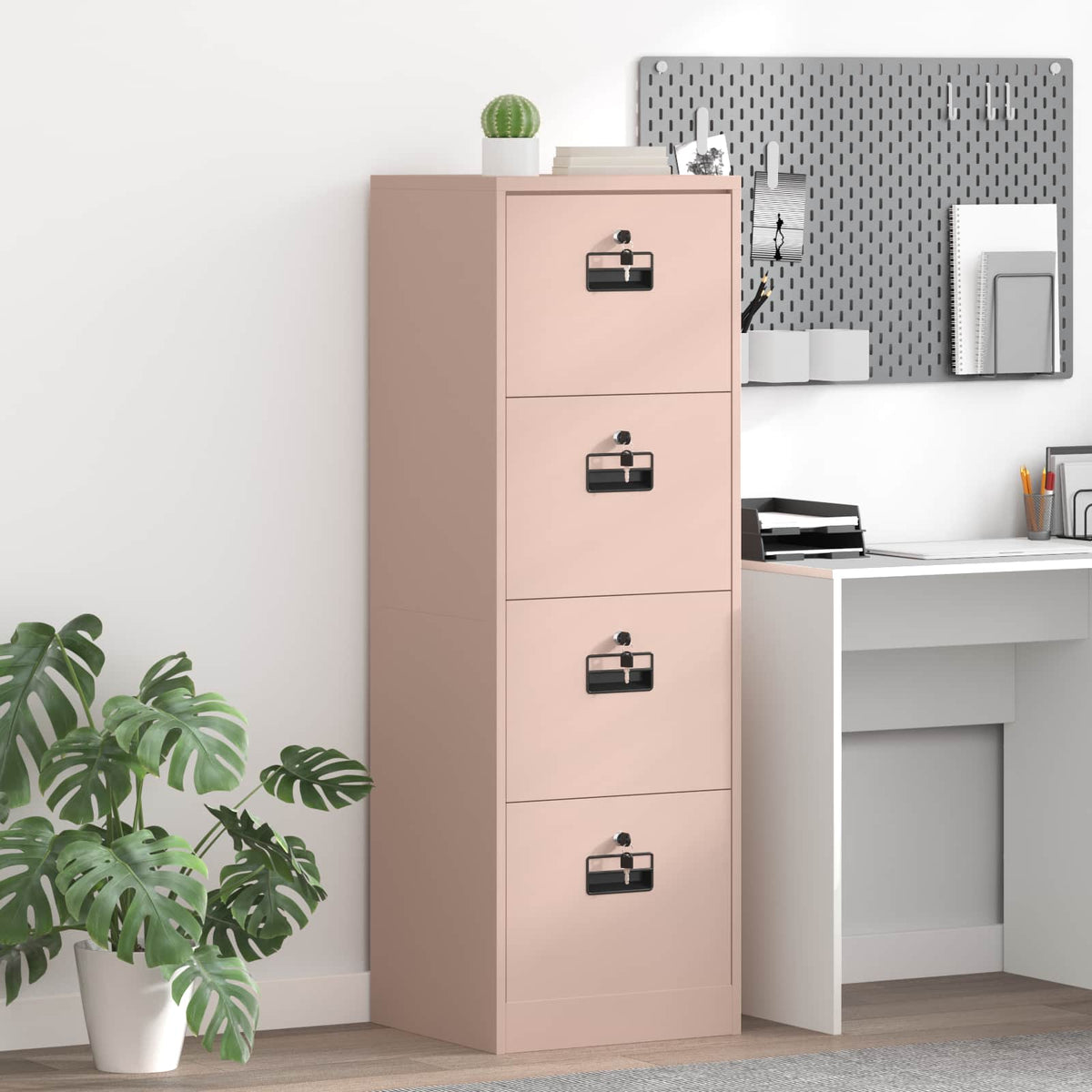 File Cabinet Cold-Rolled Steel Width 45.5 cm Pink 139 cm