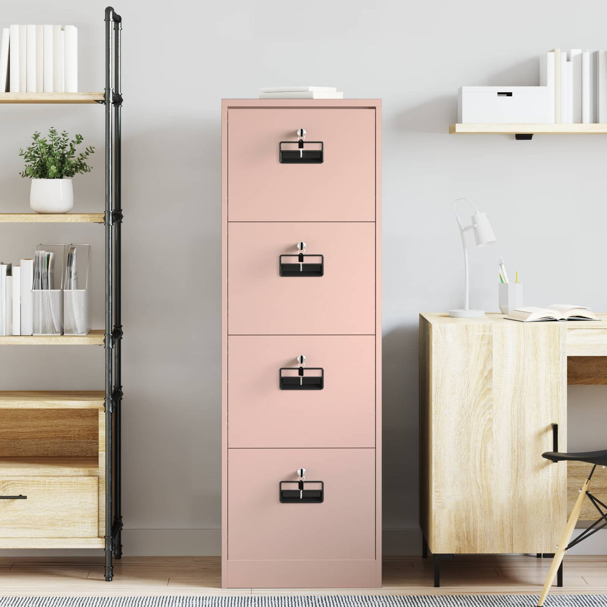 File Cabinet Cold-Rolled Steel Width 45.5 cm Pink 139 cm