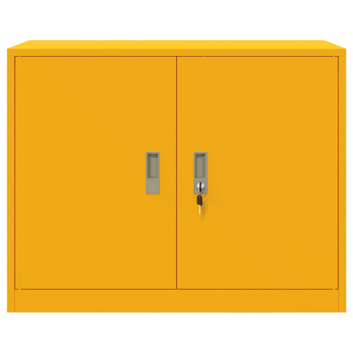 Storage Cabinet Steel Width 90 cm Mustard Yellow 70 cm