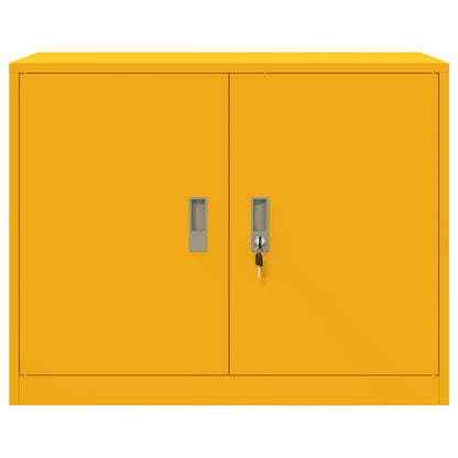Storage Cabinet Steel Width 90 cm Mustard Yellow 70 cm
