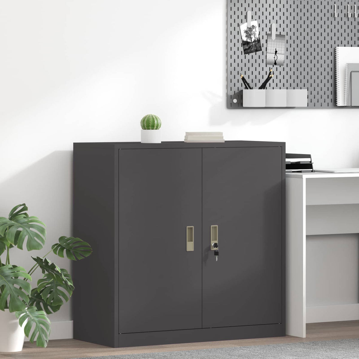 vidaXL Storage Cabinet Steel Width 90 cm Black