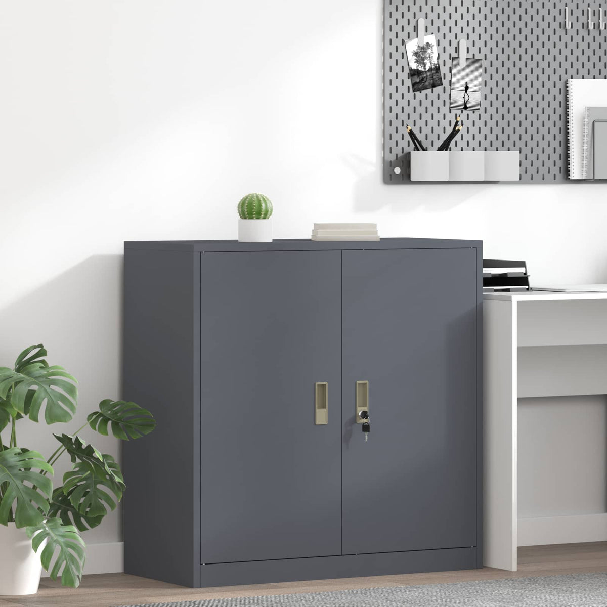 vidaXL Storage Cabinet Steel Width 90 cm Anthracite