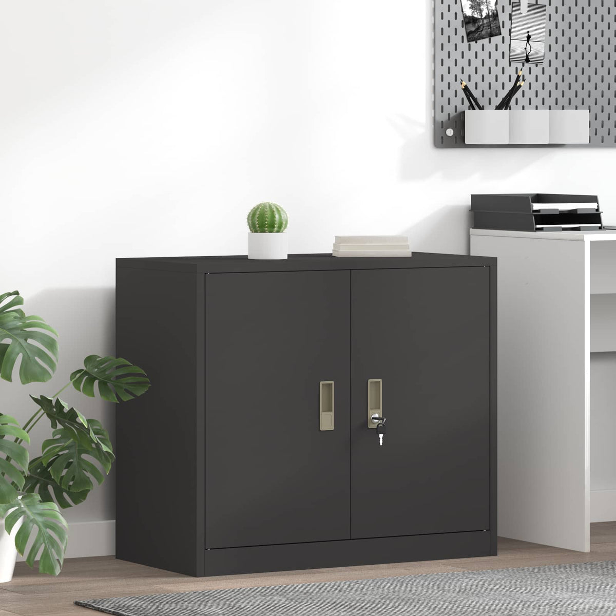vidaXL Storage Cabinet Steel Width 80 cm Black