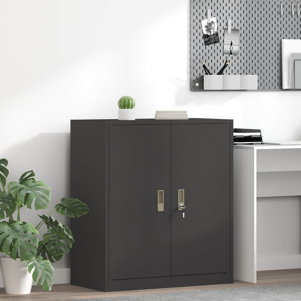 vidaXL Storage Cabinet Steel Width 80 cm Black