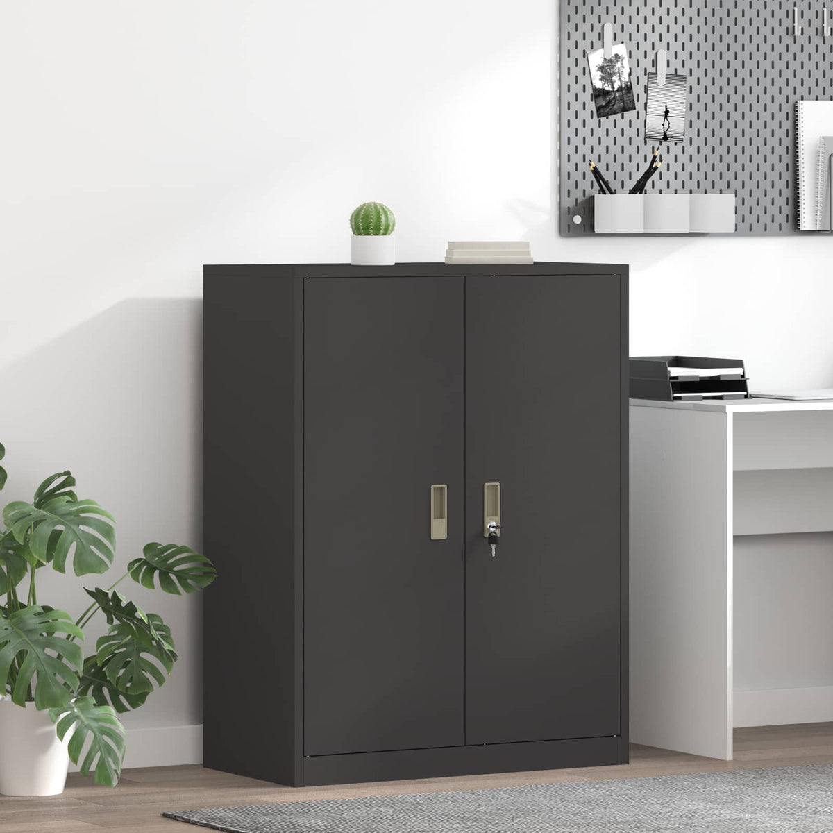 vidaXL Storage Cabinet Steel Width 80 cm Black