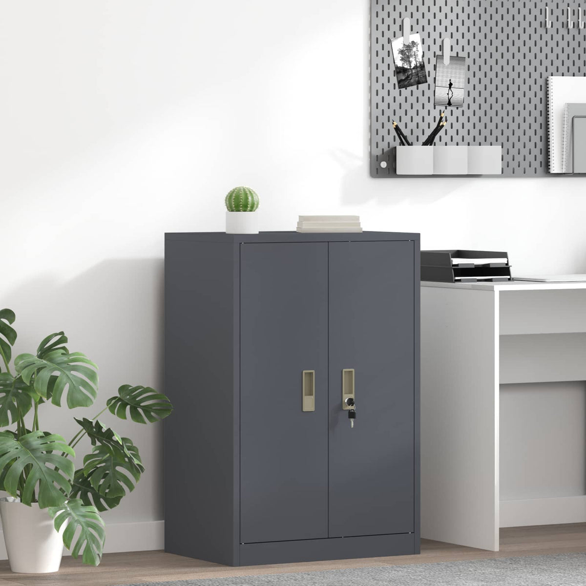 Storage Cabinet Steel Width 60 cm Anthracite 90 cm