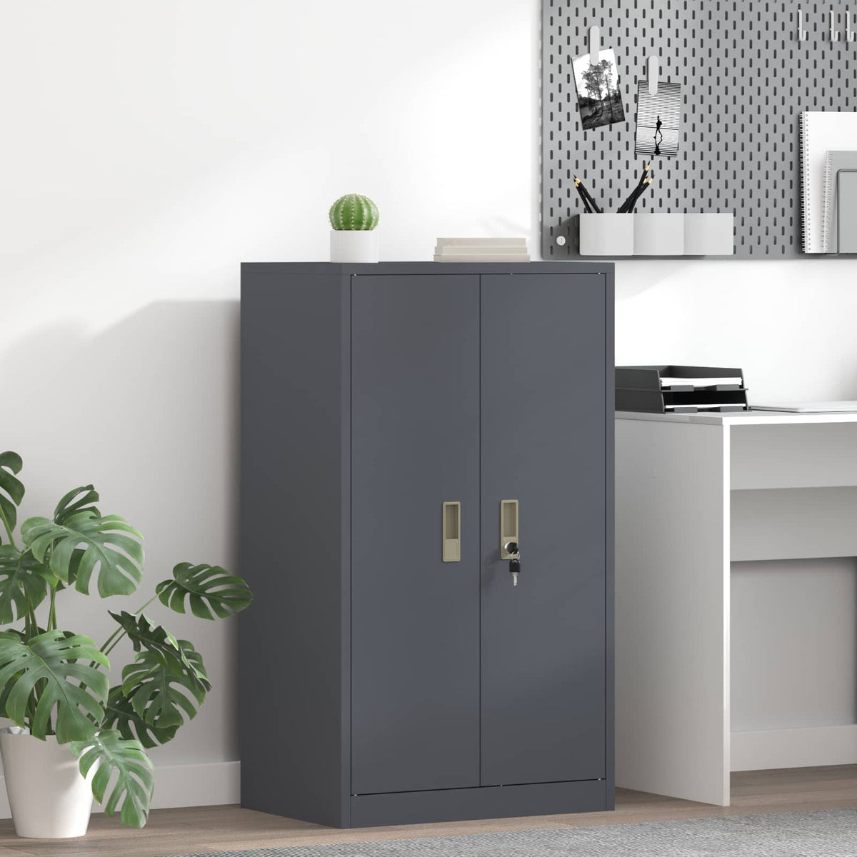 Storage Cabinet Steel Width 60 cm Anthracite 105 cm