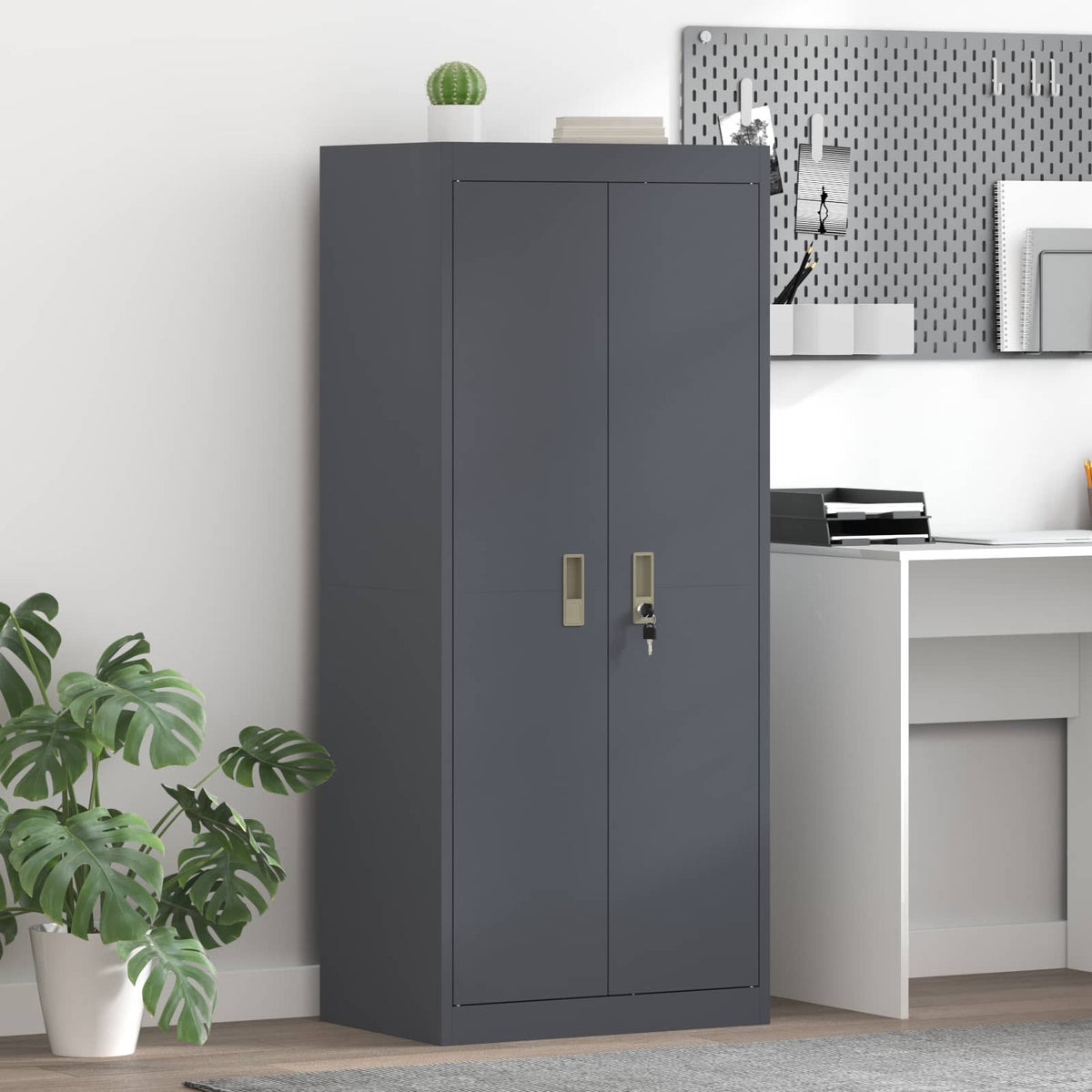 Storage Cabinet Steel Width 60 cm Anthracite 140 cm