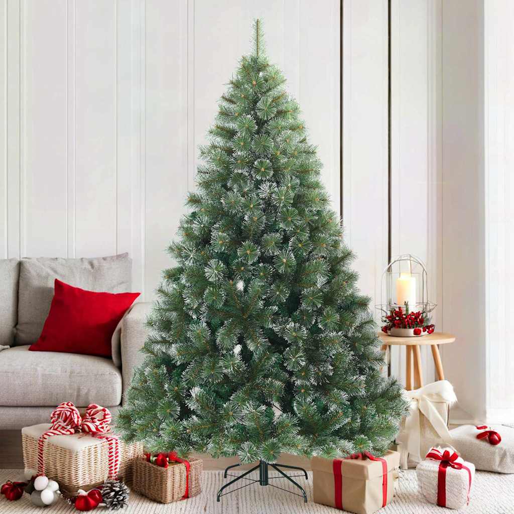 Artificial Hinged Christmas Tree PVC White and green 180 cm