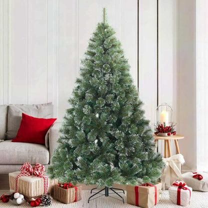 Artificial Hinged Christmas Tree PVC White and green 180 cm