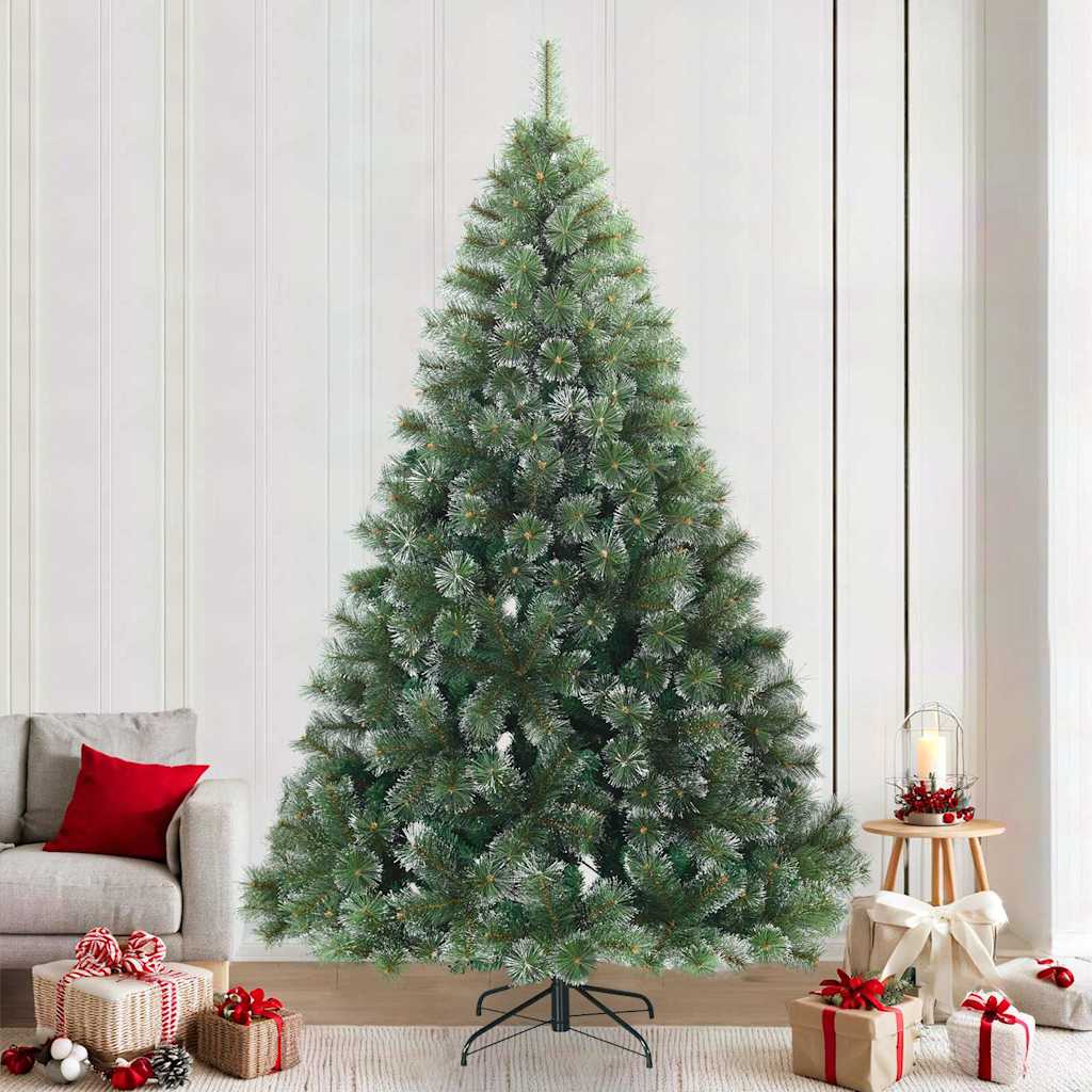 vidaXL Artificial Hinged Christmas Tree Snow Flocked Green 240 cm 1