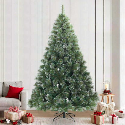 vidaXL Artificial Hinged Christmas Tree Snow Flocked Green 240 cm 1