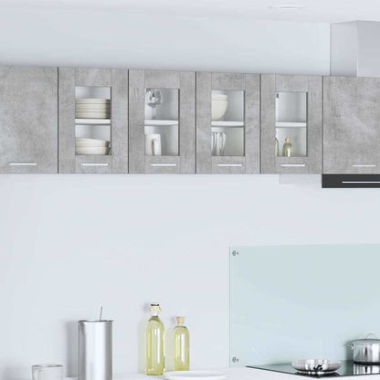 Microwave Cabinet "Lyon" 60x57x207 cm Concrete Grey 2x hanging glass cabinet (2 doors) 60 cm wide 40 cm high