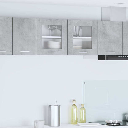 Microwave Cabinet "Lyon" 60x57x207 cm Concrete Grey 1x hanging glass cabinet (2 doors) 80 cm wide 40 cm high