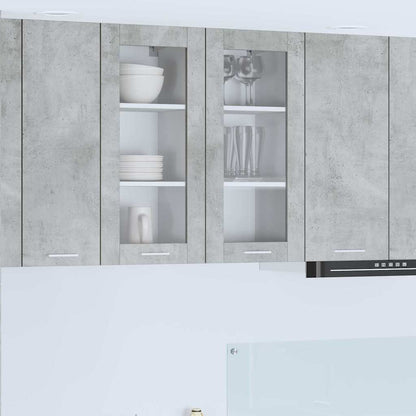 Microwave Cabinet "Lyon" 60x57x207 cm Concrete Grey 2x hanging glass cabinet (1 door) 40 cm wide 80 cm high