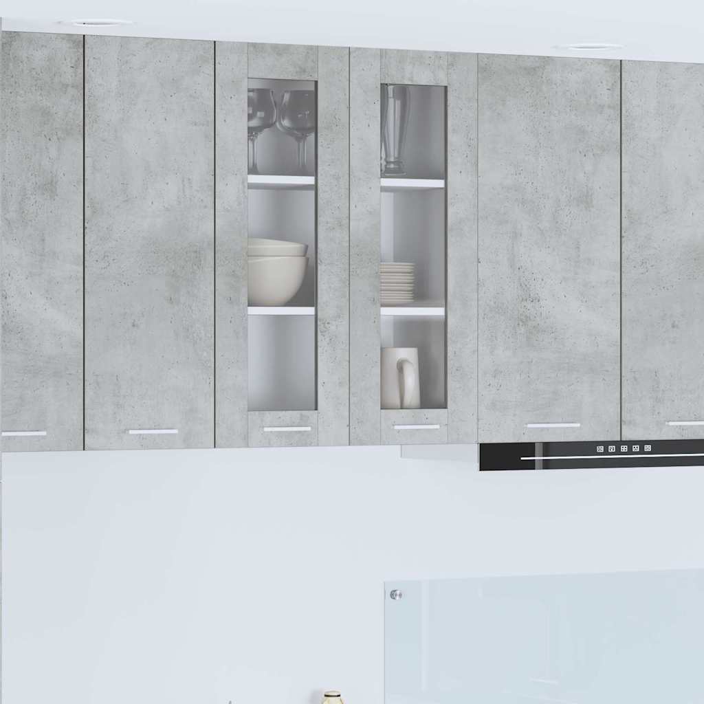 Hanging Cabinet 20 x 29.5 x 100 cm Concrete Grey 1x hanging glass cabinet (2 doors) 60 cm wide 80 cm high