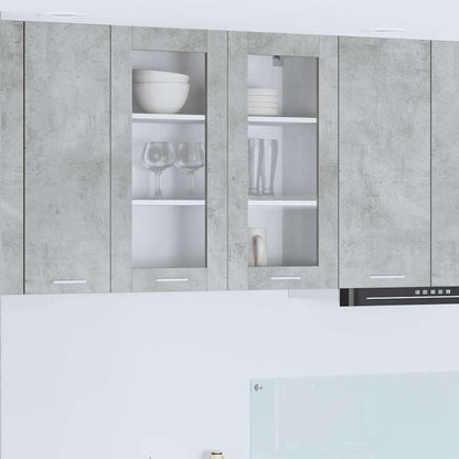 Microwave Cabinet "Lyon" 60x57x207 cm Concrete Grey 1x hanging glass cabinet (2 doors) 80 cm wide 80 cm high