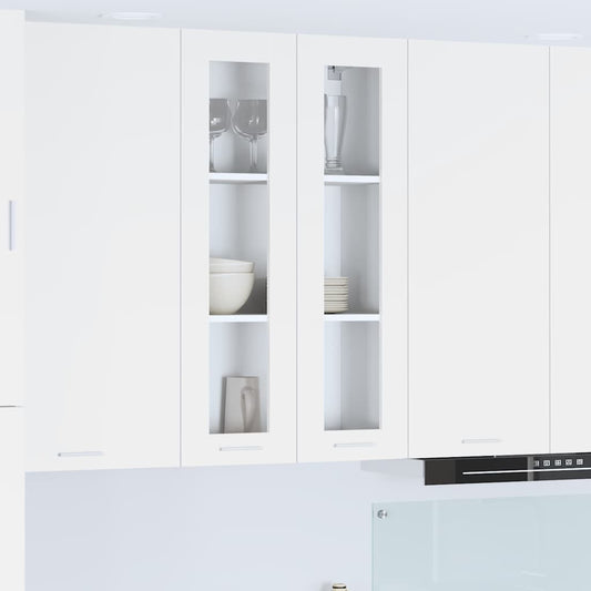 Hanging Cabinet with Door 2 pcs 40 x 31 x 40 cm White 1x hanging glass cabinet (2 doors) 60 cm wide 100 cm high