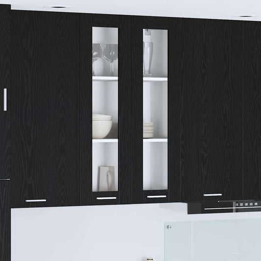 Hanging Cabinet and White 80 x 31 x 40 cm Black Oak 1x hanging glass cabinet (2 doors) 60 cm wide 100 cm high