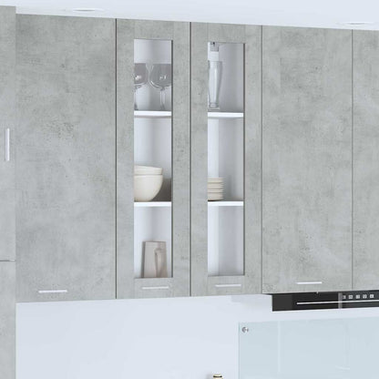 Microwave Cabinet "Lyon" 60x57x207 cm Concrete Grey 1x hanging glass cabinet (2 doors) 60 cm wide 100 cm high