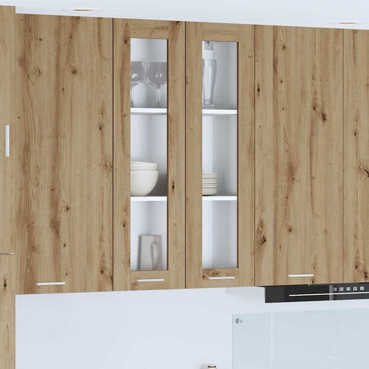 Hanging Cabinet 2 pcs 40 x 31 x 40 cm Artisan Oak 1x hanging glass cabinet (2 doors) 60 cm wide 100 cm high