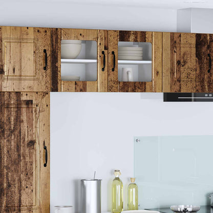Kitchen Wall Cabinet "Lucca" Engineered Wood Old Wood 1x wall glass cabinet (1 door) 40 cm wide 40 cm high
