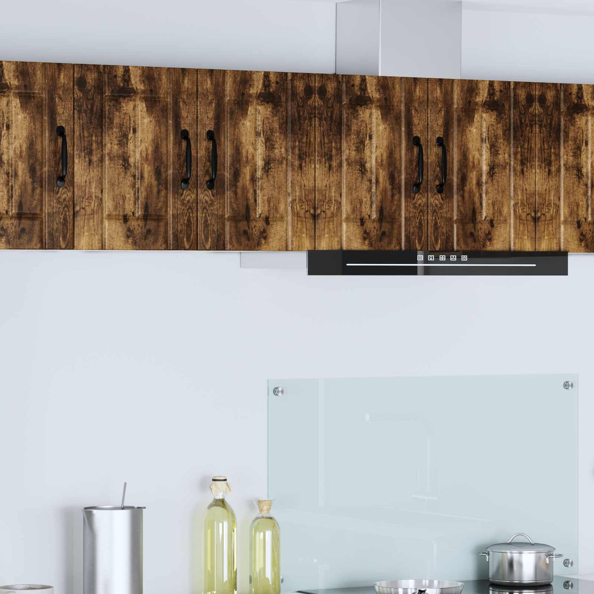 Kitchen Base Cabinet "Lucca" Engineered Wood Smoked Oak 1x wall cabinet (1 door) 30 cm wide 40 cm high
